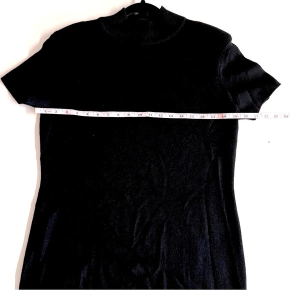 Vtg 100% Merino Wool Black Talbots Petites mock neck midi sweater dress.Size M - Picture 2 of 5